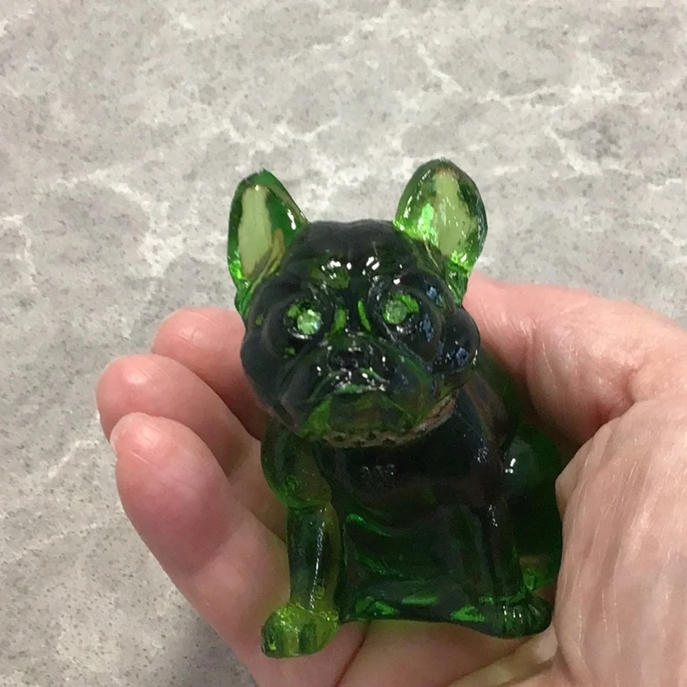 Vtg Westmoreland 2.5” Glass Bulldog Figurine Rhinestone Eyes - Picture 5 of 7
